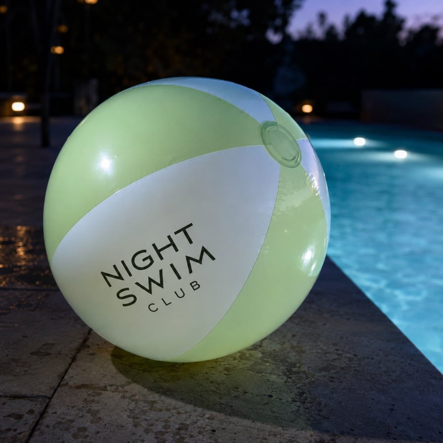Glow-in-the-dark custom beach ball with logo