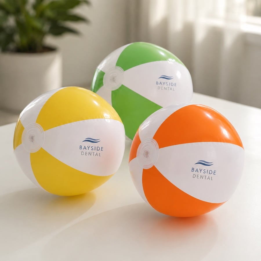 Mini promotional beach balls printed with a logo